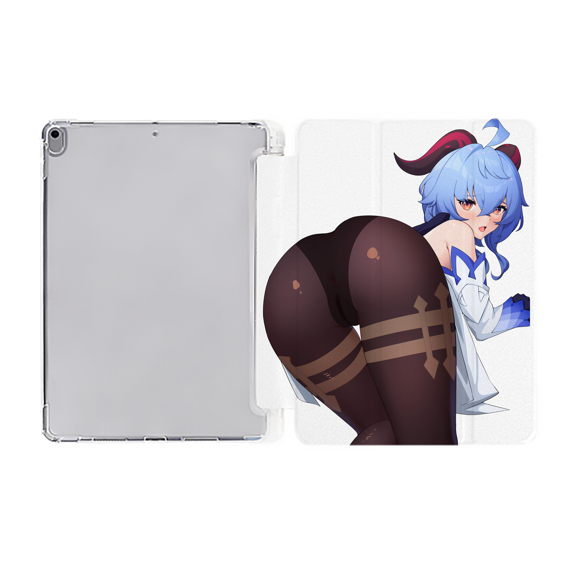 げんし神 甘雨 かんう genshin Ganyu IPad ケース ペン収納付き 三つ折りスタンド PUレザー×シリコン 対応機種9.5/10.5/10.9インチ